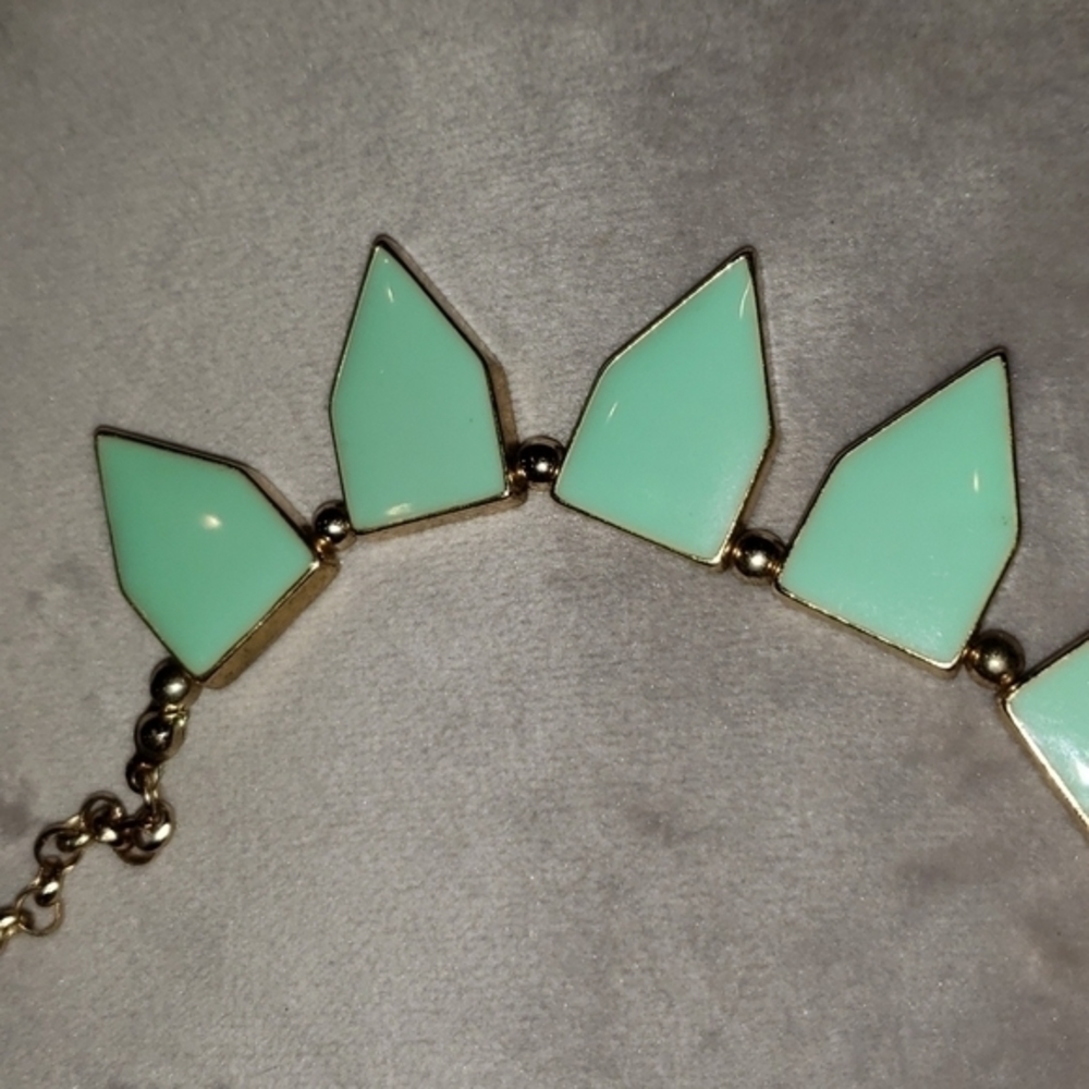 Mint Green Bib Spike Necklace - Picture 2 of 5